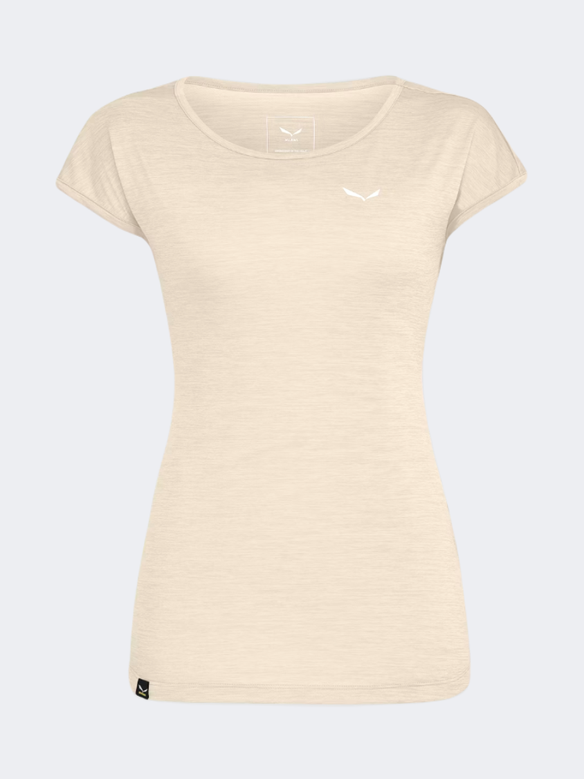 Salewa Puez Melange Women Hiking T-Shirt Beige Oatmeal