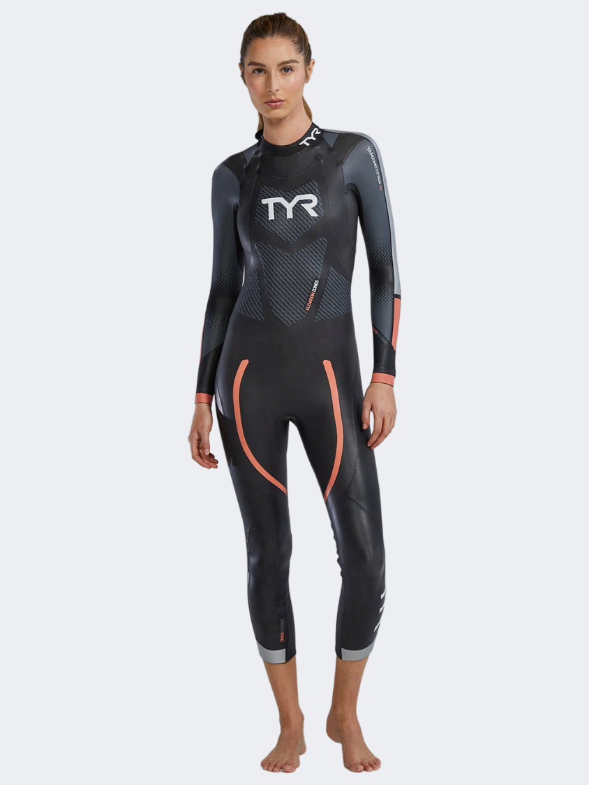 Tyr Hurricane Cat 3 Women Swimming 3Mm Wet Suit Black/Coral