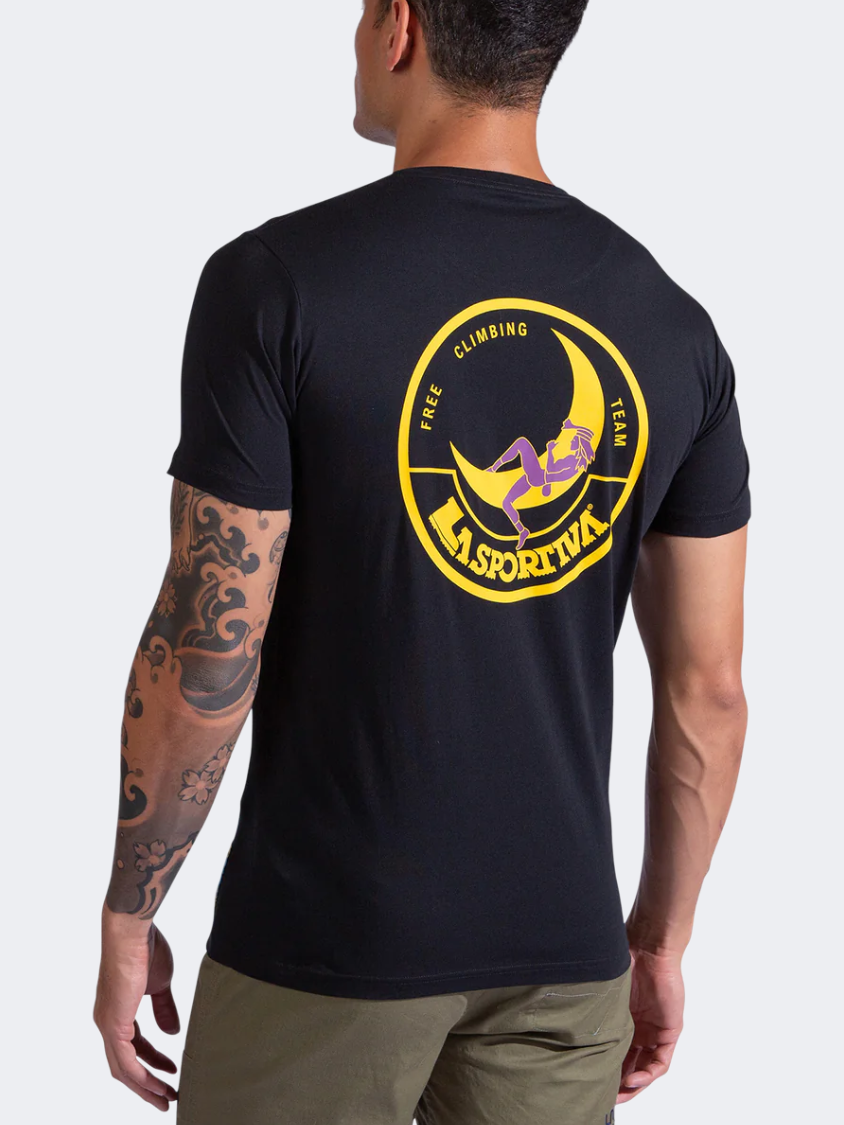 La Sportiva Climbing On The Moon Men T-Shirt Black/Yellow