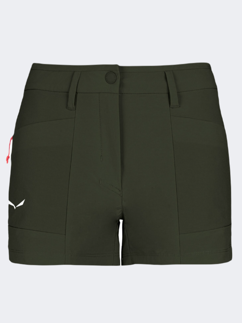 Salewa Puez Durastretch Women Hiking Short Green Dark Olive