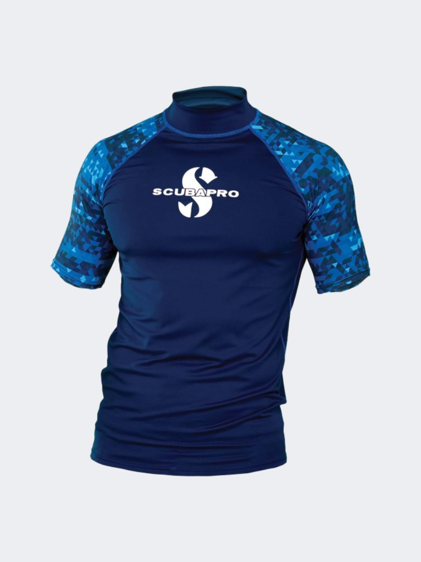 Scubapro Aegean Rg Ss Upf50 Men Diving Rashguard Blue